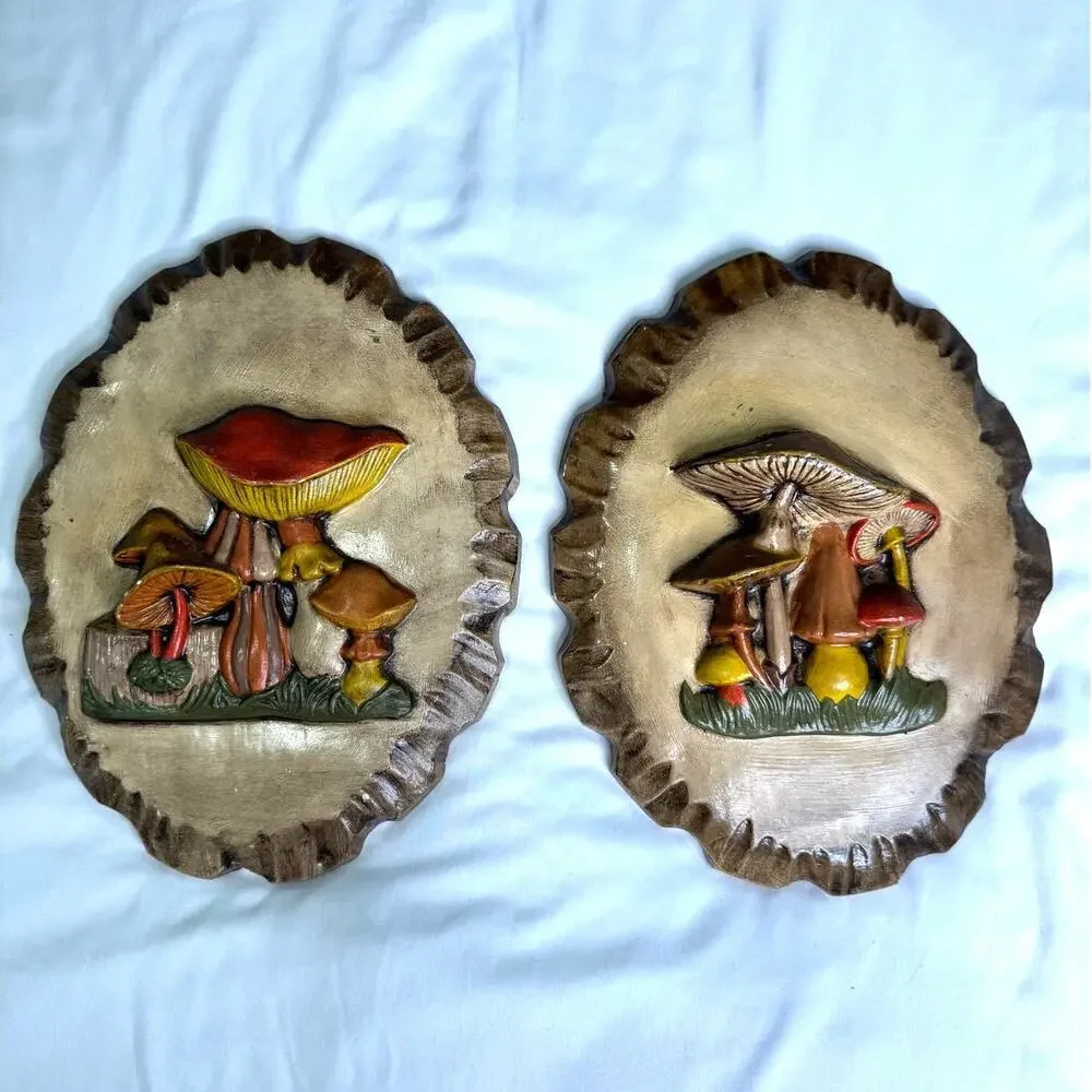 Vintage Ceramic Mushroom Wall Plaques